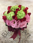 Wedding Bouquet of Roses and Viburnum - CODE 7136